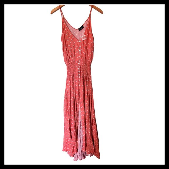 VICI Floral Print Flowy Maxi Dress Coral Orange size M Medium - Picture 2 of 12